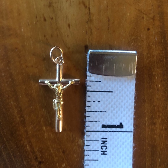 Vintage 18K Portuguese Gold Crucifix Cross Pendant Charm - Picture 6 of 6